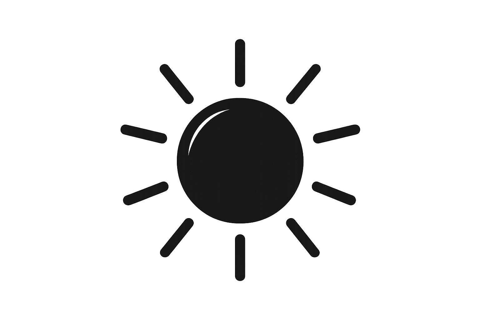 black sun shine minimalist transparent background